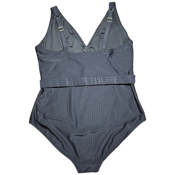 CITY CHIC COLLECTIVE Java White Stripes Women's Large Bathing Swim Suit - Picture 2 of 15